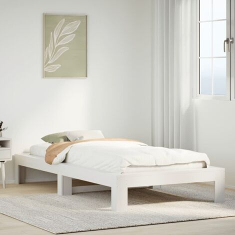 vidaXL Giroletto senza Materasso Bianco 100x200 cm Legno Massello Pino