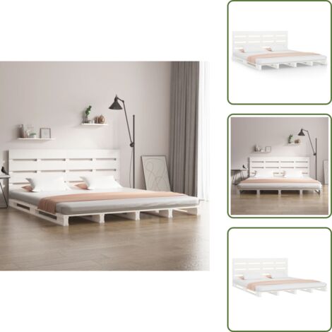 - vidaXL Giroletto senza Materasso Bianco 180x200 cm Legno Massello Pino -