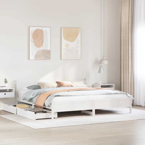 vidaXL Giroletto senza Materasso Bianco 200x200 cm Legno Massello Pino