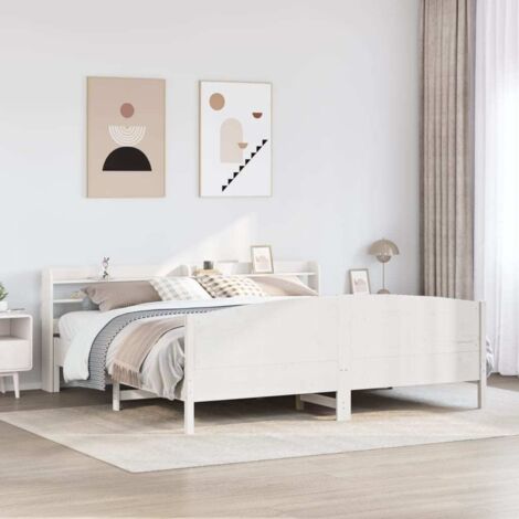 vidaXL Giroletto senza Materasso Bianco 200x200 cm Legno Massello Pino