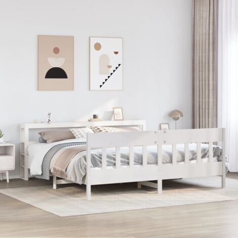 vidaXL Giroletto senza Materasso Bianco 200x200 cm Legno Massello Pino