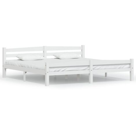 vidaXL Giroletto senza Materasso Bianco 200x200 cm Legno Massello Pino