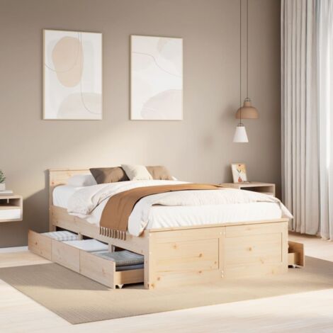 vidaXL Giroletto senza Materasso con Testata 135x190 cm Massello Pino