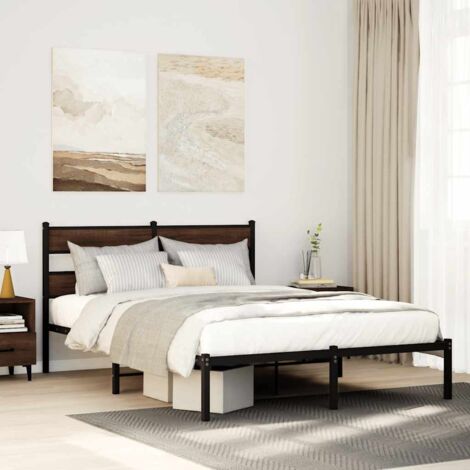 vidaXL Giroletto senza Materasso con Testiera Rovere Marrone 150x200cm