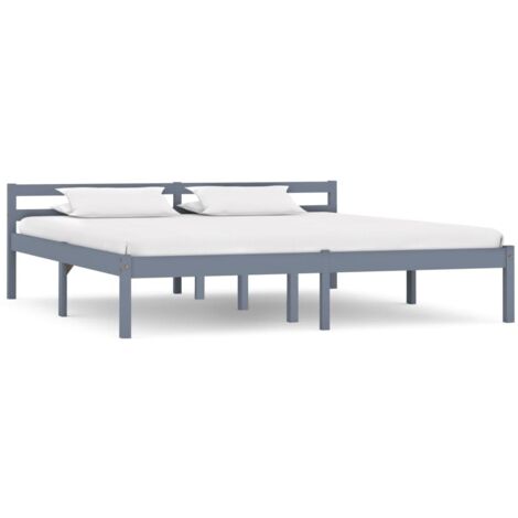 vidaXL Giroletto senza Materasso Grigio 160x200 cm Legno Massello Pino