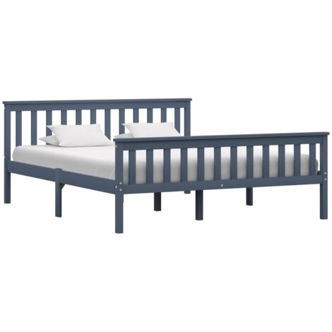 vidaXL Giroletto senza Materasso Grigio 160x200 cm Legno Massello Pino