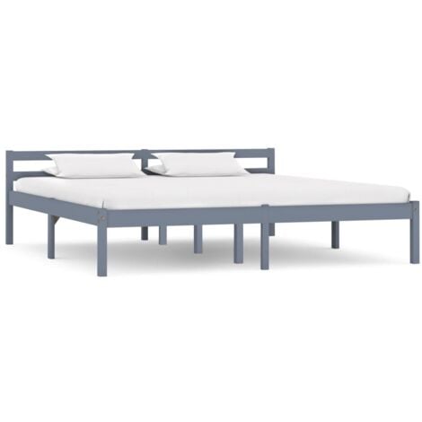 Letto adulto, Giroletto, Letto matrimonial Grigio in Legno Massello di Pino 160x200 cm vidaXL