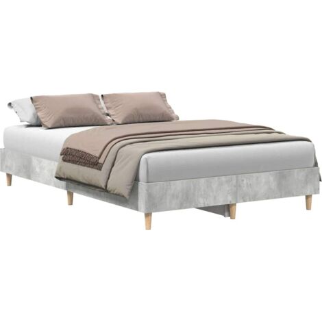 vidaXL Giroletto senza Materasso Grigio Cemento 135x190 cm Truciolato
