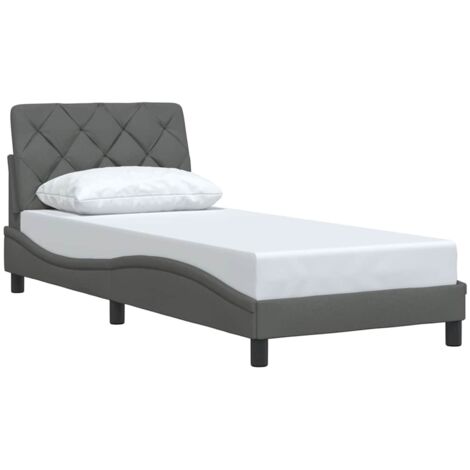 vidaXL Giroletto senza Materasso Grigio Scuro 90x190 cm Tessuto