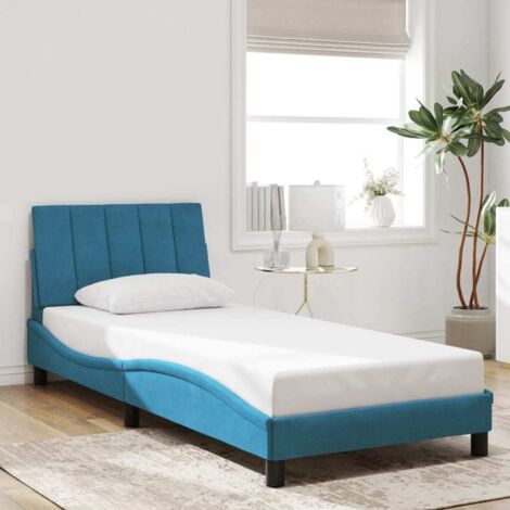 vidaXL Giroletto senza Materasso Hanko Blu 90x200 cm in Velluto