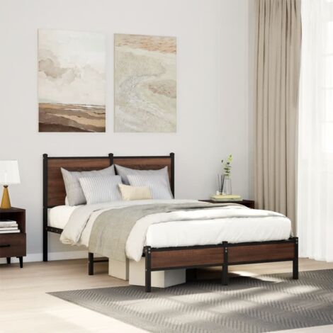 vidaXL Giroletto senza Materasso in Metallo Rovere Marrone 120x190 cm
