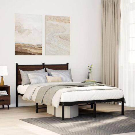 vidaXL Giroletto senza Materasso in Metallo Rovere Marrone 120x200 cm