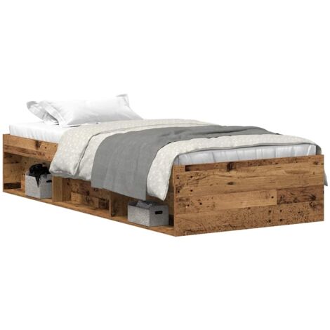 vidaXL Giroletto senza Materasso Legno Antico 75x190 cm in Truciolato