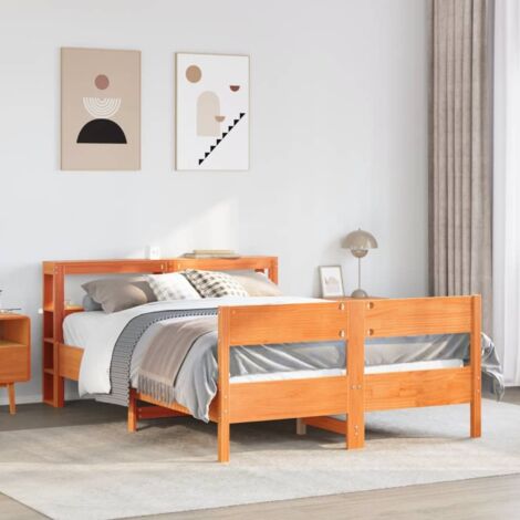 vidaXL Giroletto senza Materasso Marrone Cera 140x200cm Massello Pino