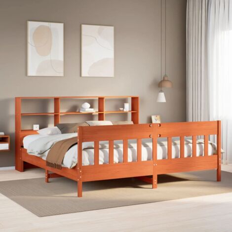 vidaXL Giroletto senza Materasso Marrone Cera 180x200 cm Legno di Pino