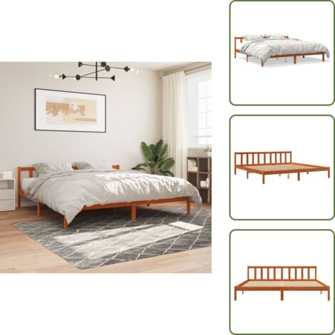 vidaXL Giroletto senza Materasso Marrone Cera 180x200 cm Legno di Pino