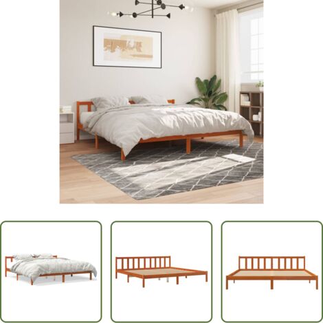 vidaXL Giroletto senza Materasso Marrone Cera 180x200 cm Legno di Pino