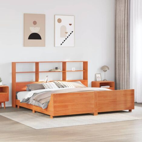 vidaXL Giroletto senza Materasso Marrone Cera 200x200 cm Legno di Pino