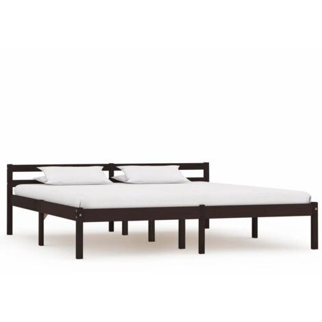 vidaXL Giroletto senza Materasso Marrone Scuro 160x200 cm Legno Pino