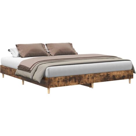 vidaXL Giroletto senza Materasso Rovere Fumo 160x200 cm in Truciolato
