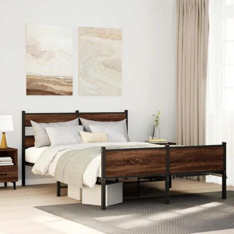 vidaXL Giroletto senza Materasso Rovere Marrone 140x190 cm Truciolato