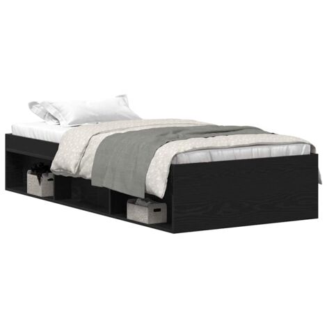vidaXL Giroletto senza Materasso Rovere Nero 100x200 cm in Truciolato
