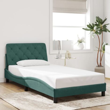 vidaXL Giroletto senza Materasso Verde Scuro 100x200 cm in Velluto