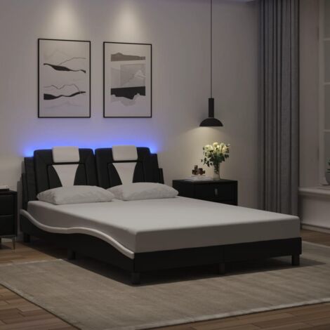 vidaXL Giroletto Viana con LED senza Materasso Nero e Bianco 120x200 cm