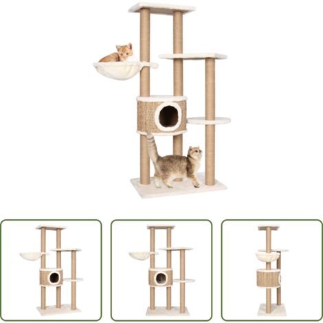 vidaXL Giunco per gatti -  Albero per Gatti con Palo Tiragraffi 126 cm in Giunco