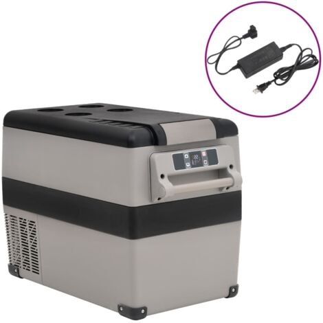 vidaXL Glacière avec poignée et adaptateur noir et gris 55 L PP et PE
