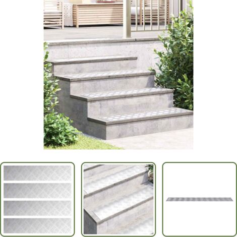 vidaXL Gradini argento -  Gradini per Scale 4 pcs Argento 90 x 20 cm Alluminio