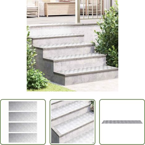 vidaXL Gradini argento -  Gradini per Scale 4 pcs Argento 90 x 30 cm Alluminio