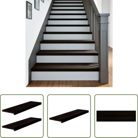 vidaXL Gradini marrone scuro -  Gradini 2 pz Marrone Scuro 90x30x2 cm Legno Massello Rovere