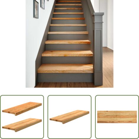 vidaXL Gradini marroni -  Gradini 2 pz Marrone Chiaro 80x30x2 cm Legno Massello Rovere