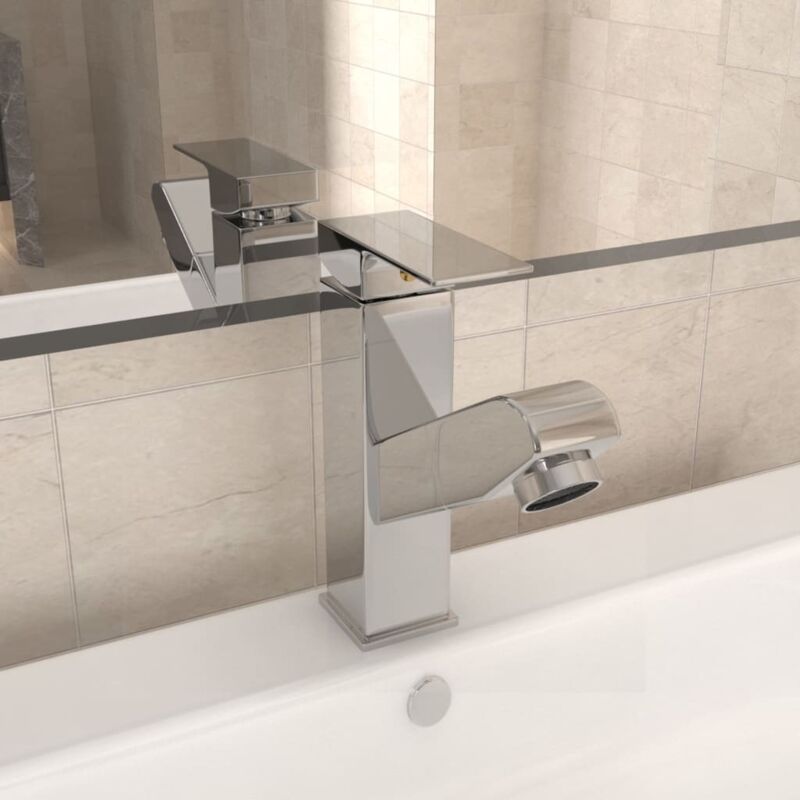 

vidaXL Grifo para lavabo con función extraíble cromado 157x172 mm - Antracita