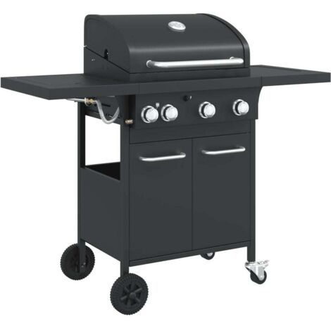 vidaXL Griglia Barbecue a Gas con 4 Bruciatori Nero in Acciaio