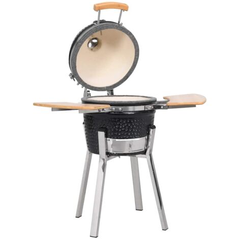 Barbecue Kamado In Ceramica 2 In 1 - 56 Cm Nero, Per Grigliate E Affumicatura, Con Termometro - Foto 9