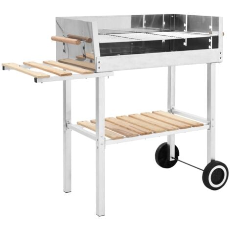 vidaXL Griglia per Barbecue a Carrello XXL Acciaio Inox con 2 Ripiani