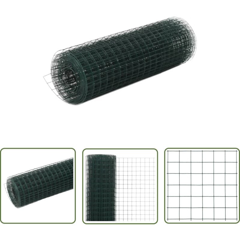vidaXL Grillage Acier avec revêtement en PVC 10x0,5 m Vert