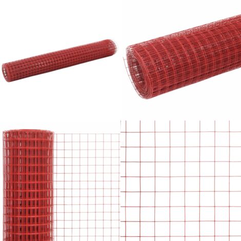 vidaXL Grillage Acier avec revêtement en PVC 10x1 m Rouge