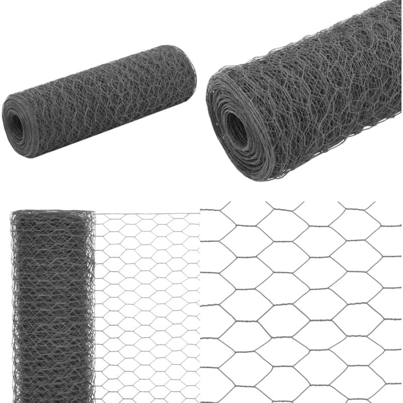 Vidaxl - Grillage Acier avec revêtement en pvc 25x0,5 m Gris