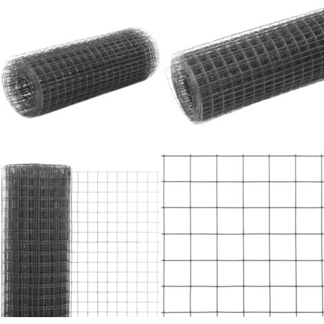 vidaXL Grillage acier avec revêtement en PVC 25x0,5 m gris