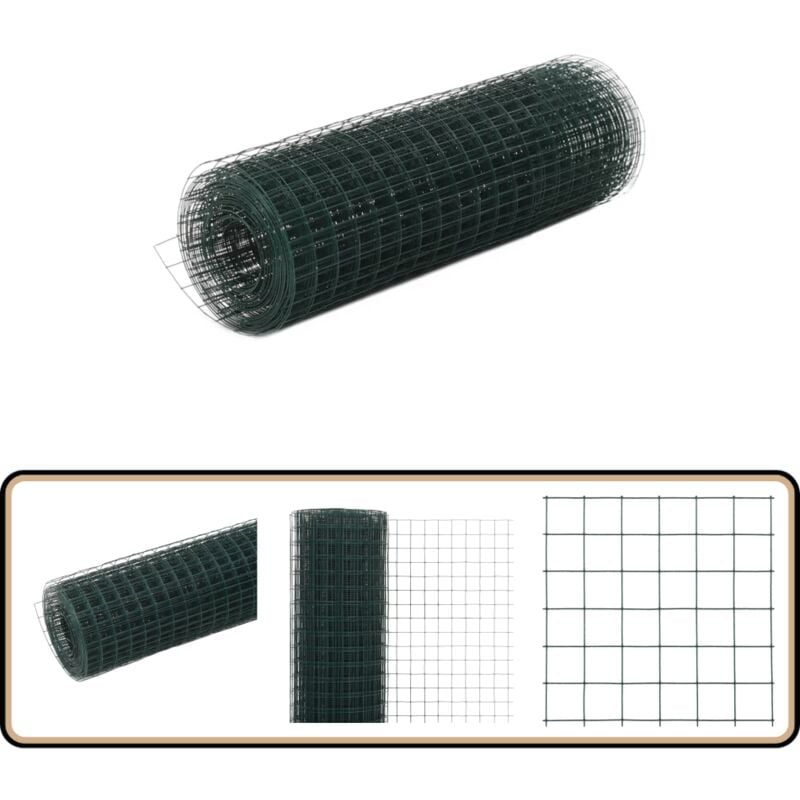 Vidaxl - Grillage acier avec revêtement en pvc 25x0,5 m vert