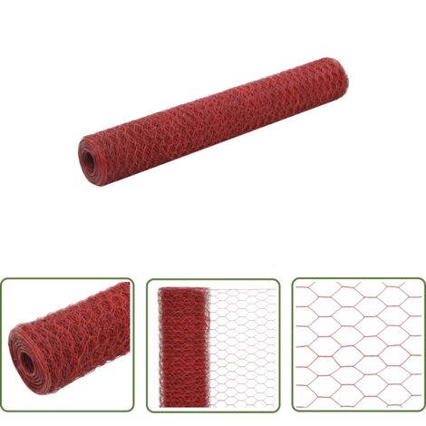 vidaXL Grillage Acier avec revêtement en PVC 25x1 m Rouge