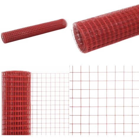 vidaXL Grillage Acier avec revêtement en PVC 25x1 m Rouge