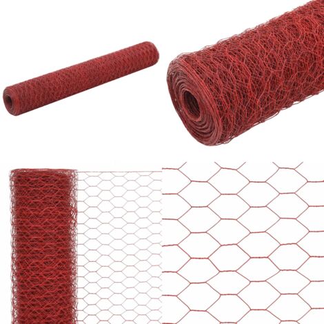 vidaXL Grillage Acier avec revêtement en PVC 25x1 m Rouge