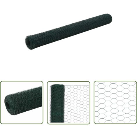 vidaXL Grillage Acier avec revêtement en PVC 25x1,2 m Vert