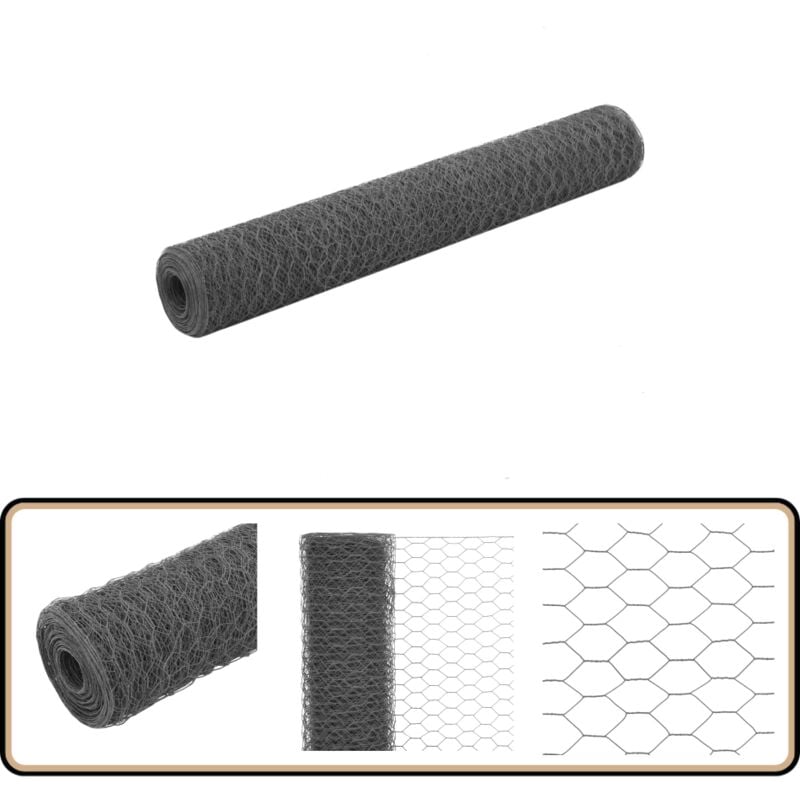 Grillage Acier et revêtement en pvc 25 x 1 m Gris - Vidaxl
