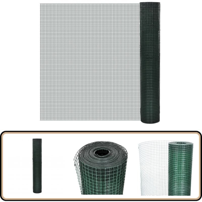 Vidaxl - Grillage acier galvanisé et revêtement en pvc 10x1 m vert