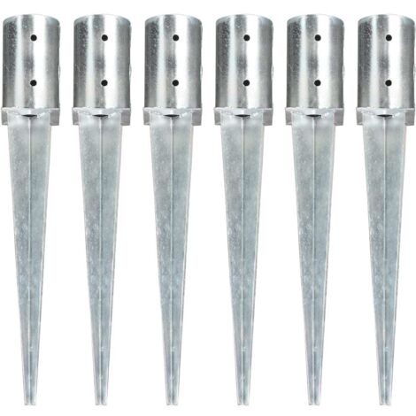 vidaXL Ground Spikes 6 pcs Silver 8x61 cm Galvanised Steel